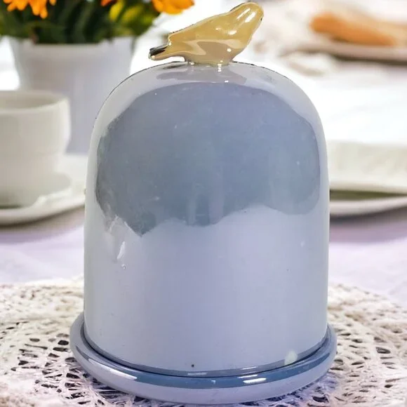 Blue Lusterware Dome Cigarette Holder Rare Art Deco Noritake Moriage Japan 1920s - Picture 2 of 16